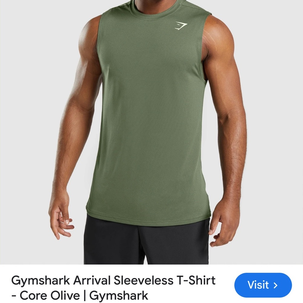 Men's Gymshark Olive Green Sleeveless Shirt